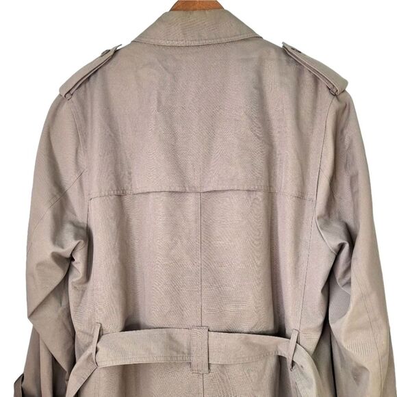 VTG Oleg Cassini Beige Tan Weather Ready Trench Coat 42R w/ Removable Fur Liner - Picture 12 of 14